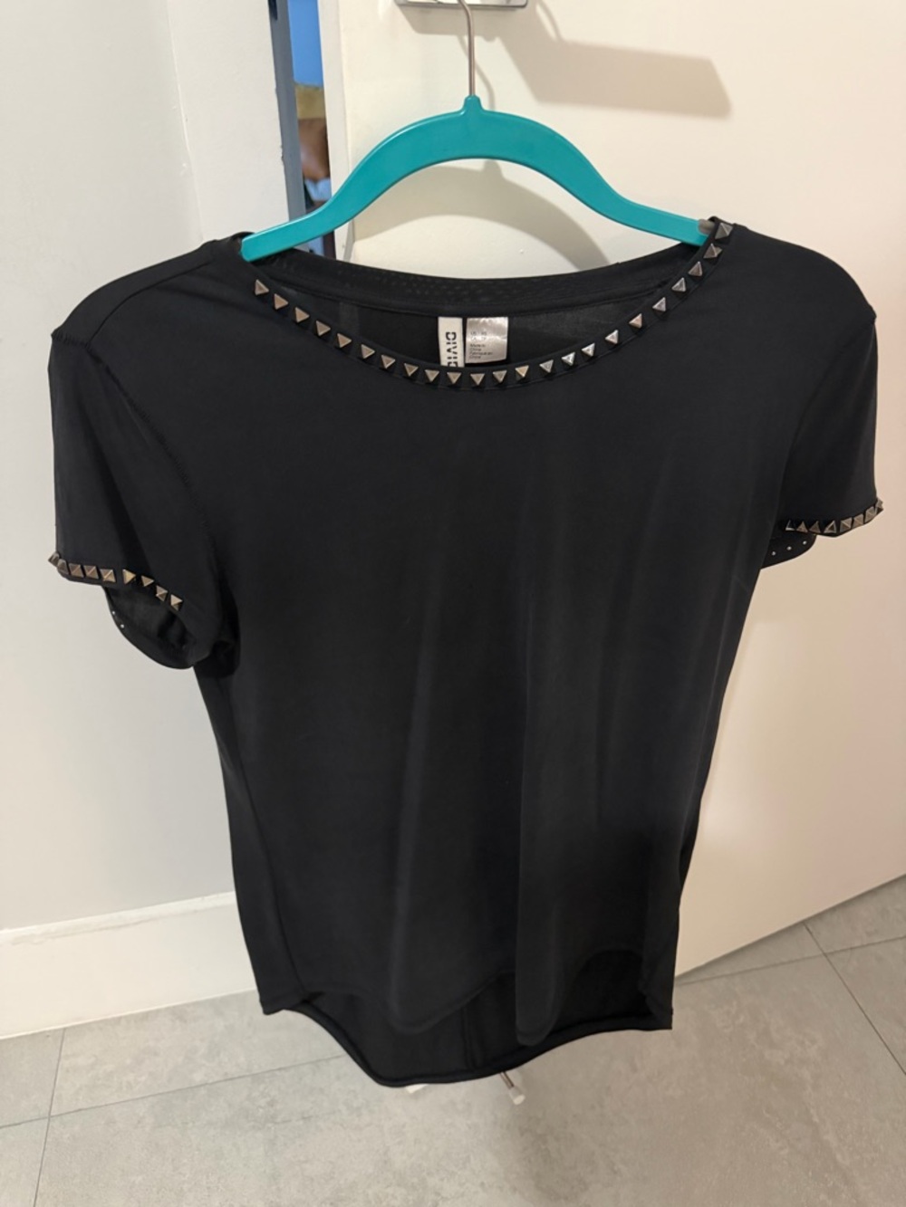 H&M Black/Grey Studded Short-Sleeve Tee